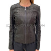 Women's snakeskin jacket matte black JT-36