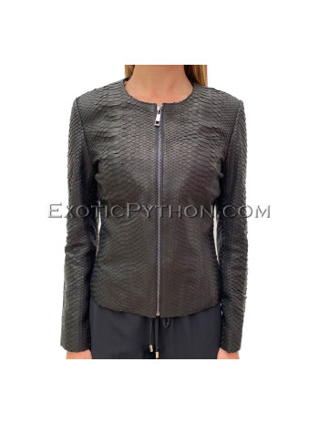 Women's snakeskin jacket matte black JT-36