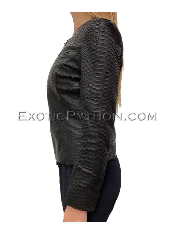 Women's snakeskin jacket matte black JT-36