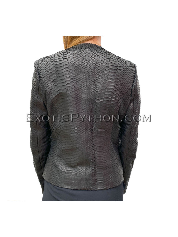 Women's snakeskin jacket matte black JT-36