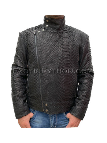 Men's snakeskin jacket black dragon python JT-37