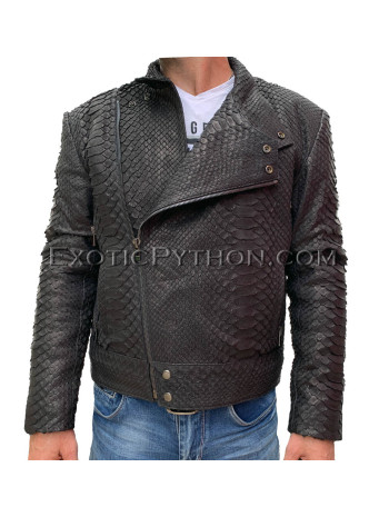 Men's snakeskin jacket black dragon python JT-37