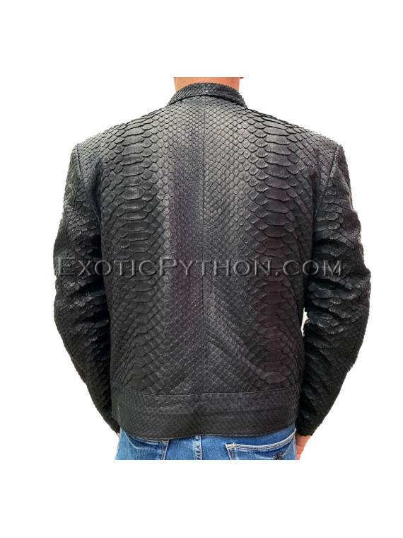 Men's snakeskin jacket black dragon python JT-37