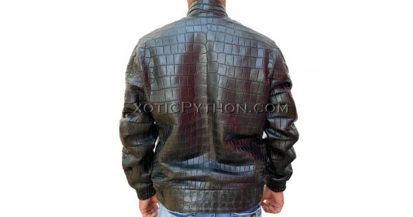 Crocodile leather jacket men's black color JT-44 - Exotic Python