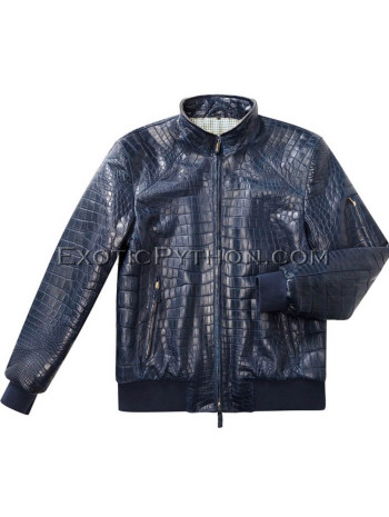 Crocodile leather jacket for men dark-blue color  JT-40