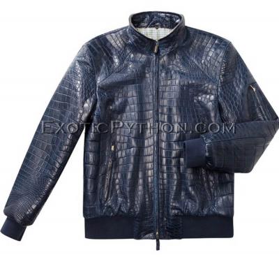 Crocodile leather jacket for men dark-blue color JT-40