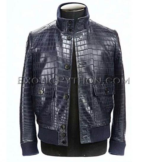 Crocodile leather jacket for men black color JT-41