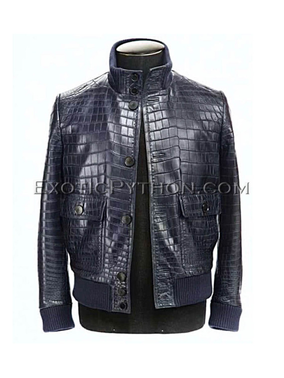 Crocodile leather jacket for men black color JT-41