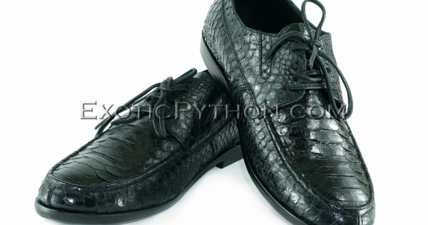Python leather boots black color - "EXOTIC PYTHON"
