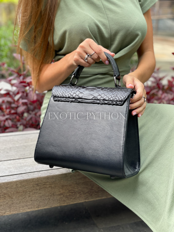 Python leather handbag combined with lambskin BG-377