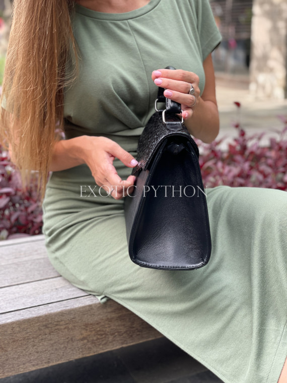 Python leather handbag combined with lambskin BG-377