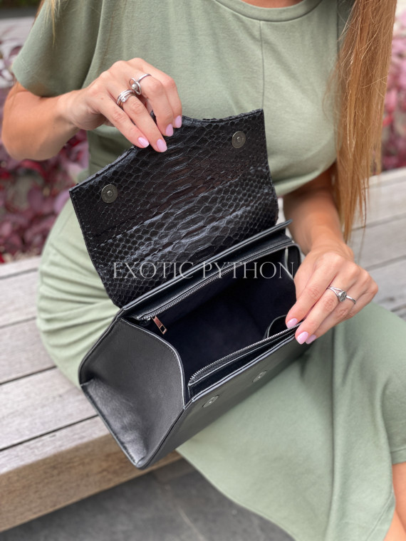 Python leather handbag combined with lambskin BG-377