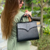 Python leather handbag combined with lambskin BG-377