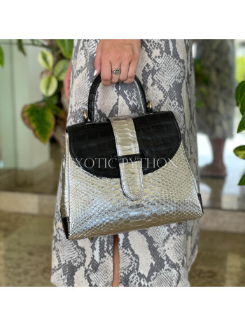 Crocodile and python leather designer handbag - BG-370