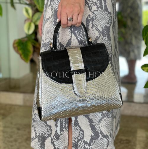 Crocodile and python leather designer handbag - BG-370