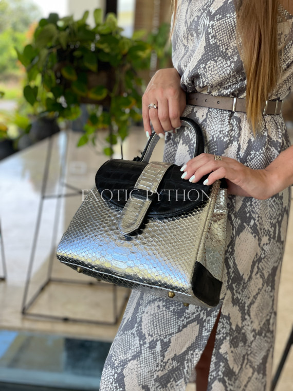 Crocodile and python leather designer handbag - BG-370