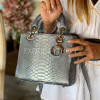 metallic silver snakeskin handbag luxury silver python leather handbag with top handle