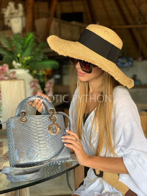 metallic silver snakeskin handbag luxury silver python leather handbag with top handle