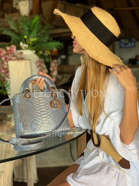 metallic silver snakeskin handbag luxury silver python leather handbag with top handle