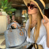 metallic silver snakeskin handbag luxury silver python leather handbag with top handle