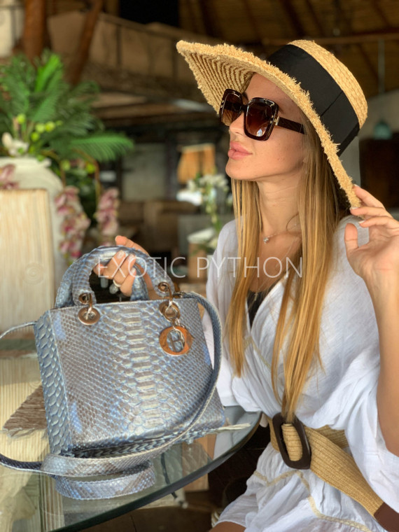 metallic silver snakeskin handbag luxury silver python leather handbag with top handle