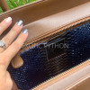 women snake leather handbag brown navy brown and navy python leather shoulder bag