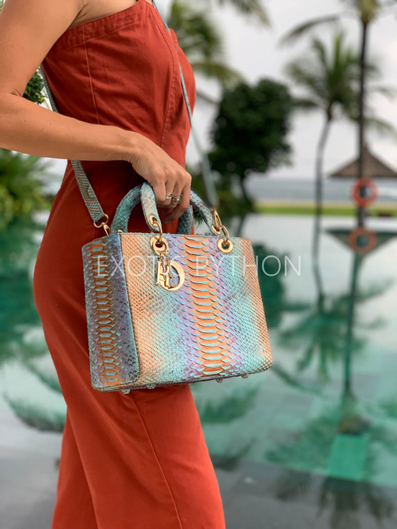 luxury snakeskin handbag iridescent finish iridescent python leather handbag turquoise gold