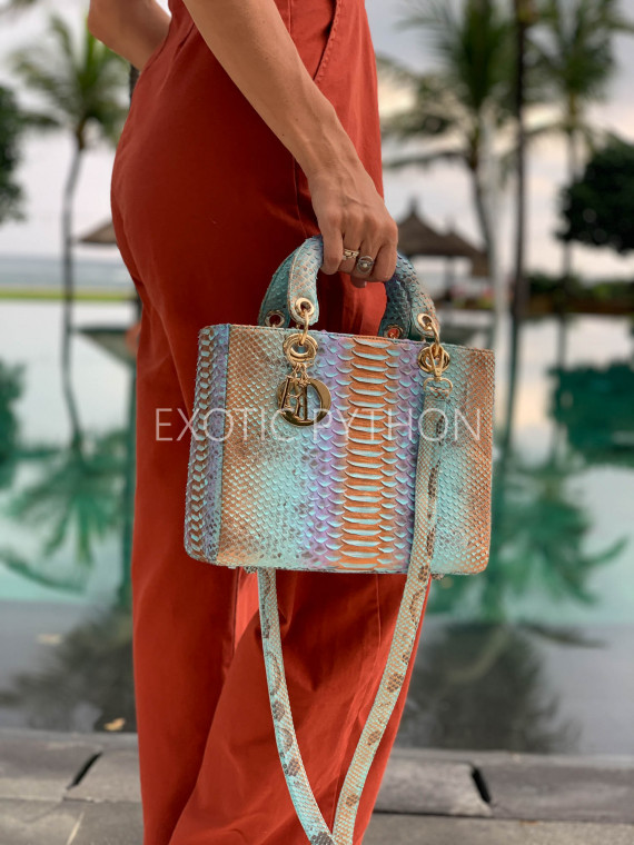 luxury snakeskin handbag iridescent finish iridescent python leather handbag turquoise gold
