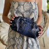 dark blue python leather clutch bag
