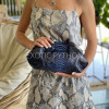 dark blue python leather clutch bag
