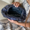 dark blue python leather clutch bag