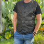 Mens black leather vest  JT-103