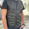 Mens black leather vest JT-103