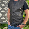 Mens black leather vest JT-103