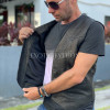 Mens black leather vest JT-103