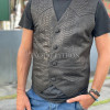 Mens black leather vest JT-103