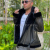 Men's black leather jacket with fur lining JT-104