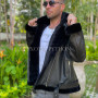 Men's black leather jacket with fur lining JT-104