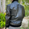 Men's black leather jacket with fur lining JT-104