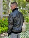 Men's black leather jacket with fur lining JT-104