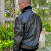 Men's black leather jacket with fur lining JT-104