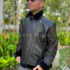 Men's black leather jacket with fur lining JT-104