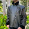 Men's black leather jacket with fur lining JT-104