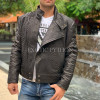 Men's black leather jacket JT-105