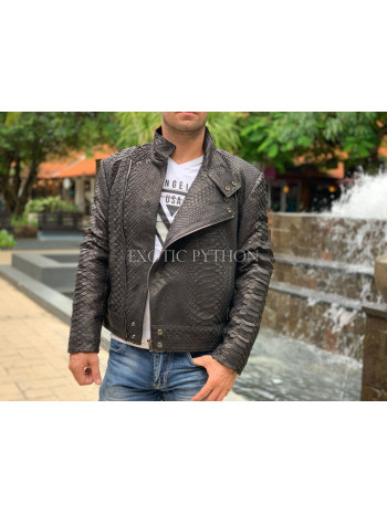 Men's black leather jacket JT-105