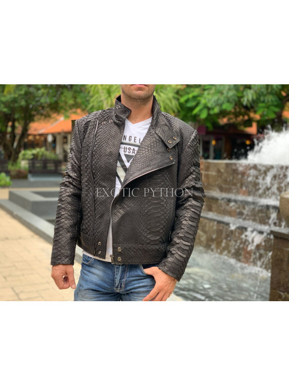 Men's black leather jacket JT-105