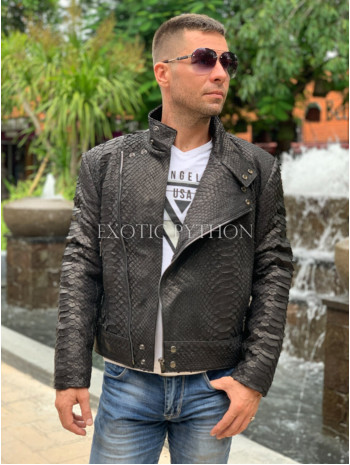 Men's black leather jacket JT-105