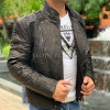 Men's black leather jacket JT-105