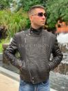 Men's black leather jacket JT-105