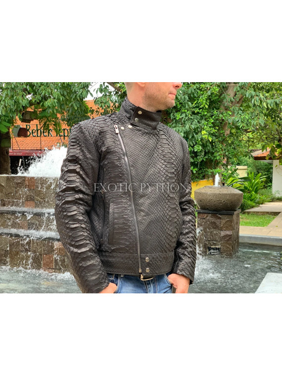 Men's black leather jacket JT-105